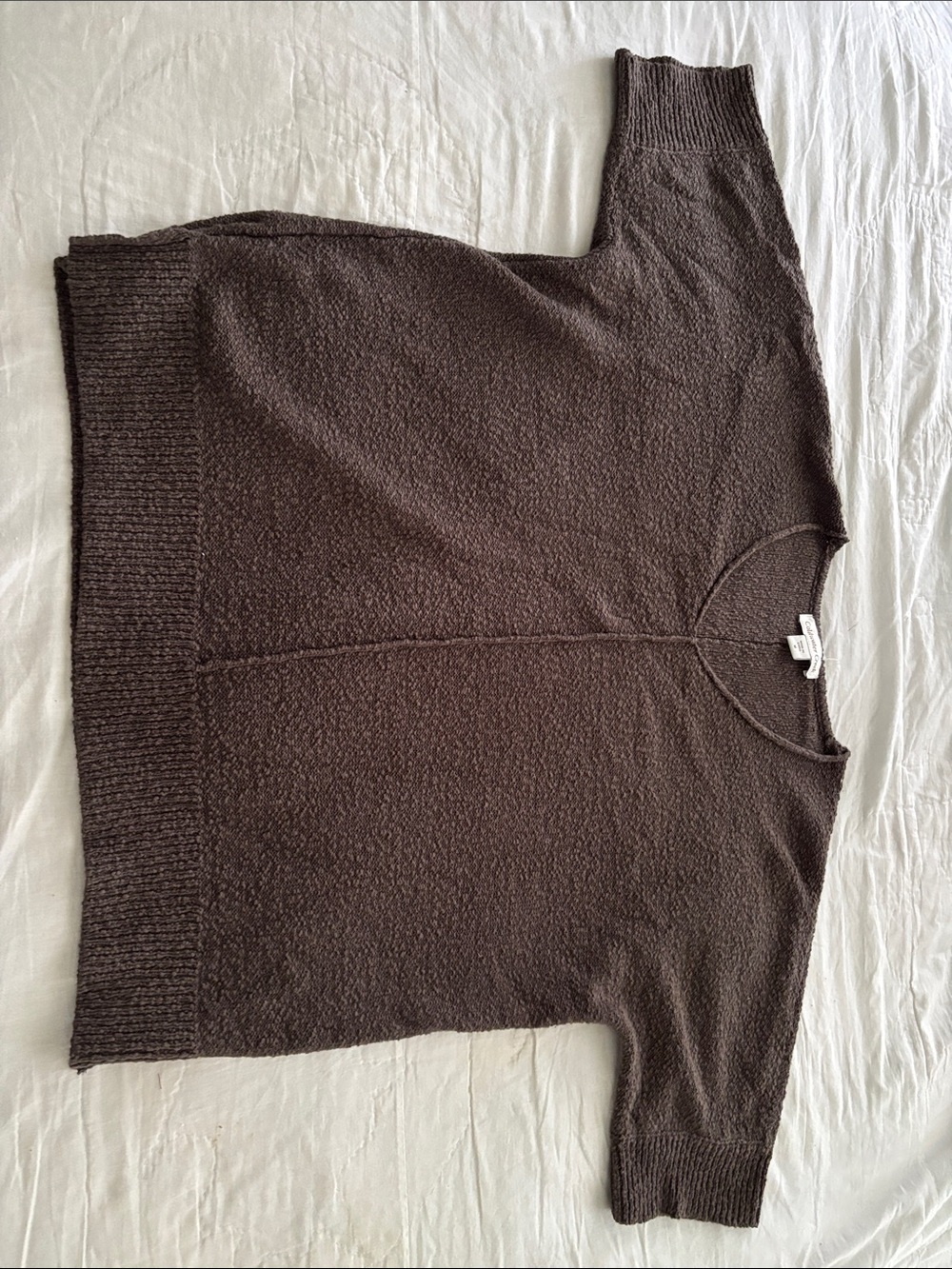 Coldwater Creek Chocolate Brown Crewneck Short-Sleeve Sweater